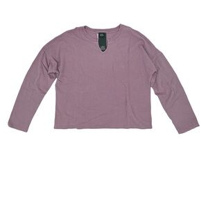 NWT Wild Fable Notched V-Neck Cropped Long Sleeve Purple Shirt Size S Women’s